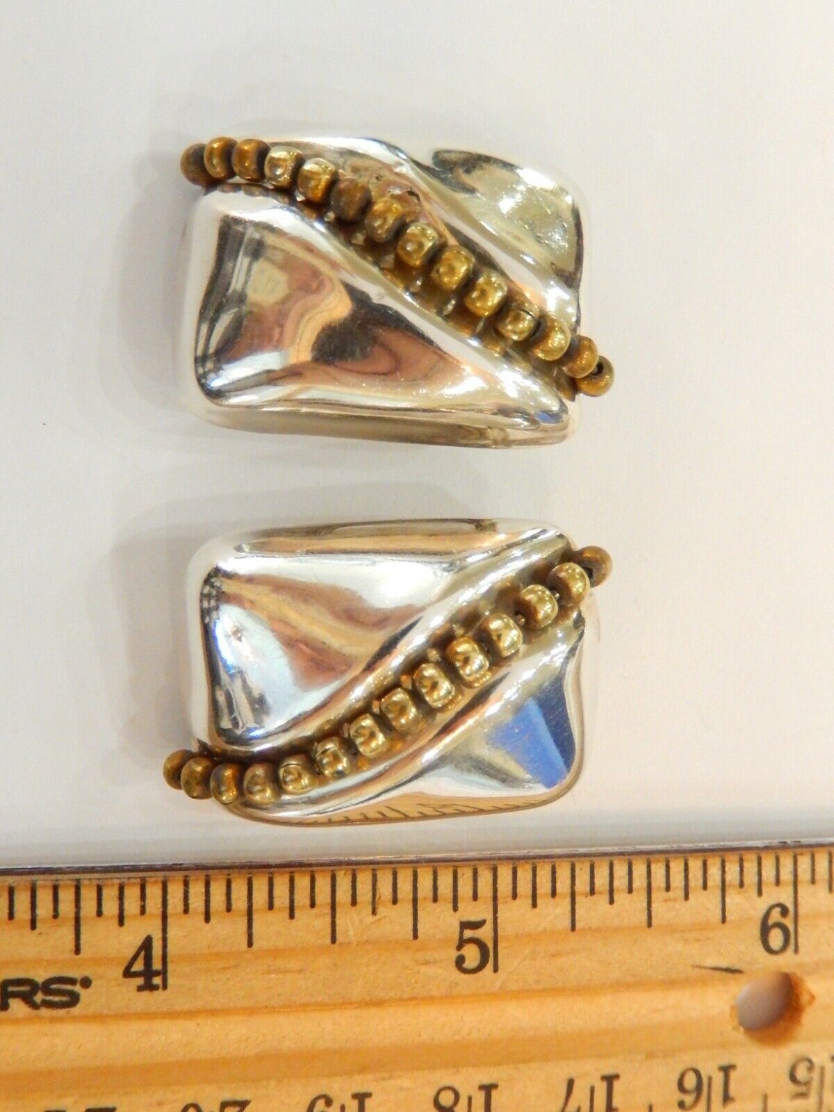 VINTAGE MEXICAN ORQUIDIA STERLING SILVER LARGE MODERNIST CLIPON EARRINGS 22.6 G