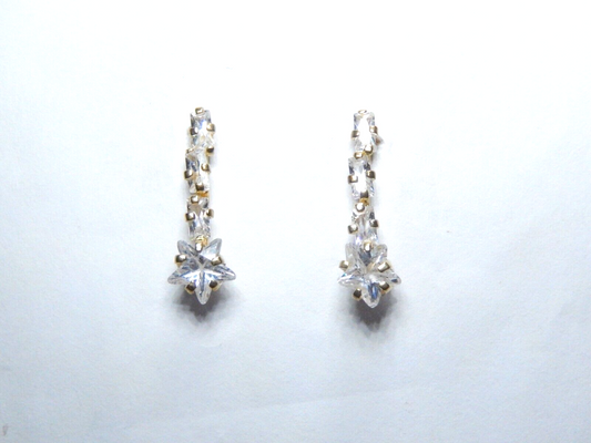 *VINTAGE*  10K Yellow Gold Drop Dangle CZ Waterfall Earrings