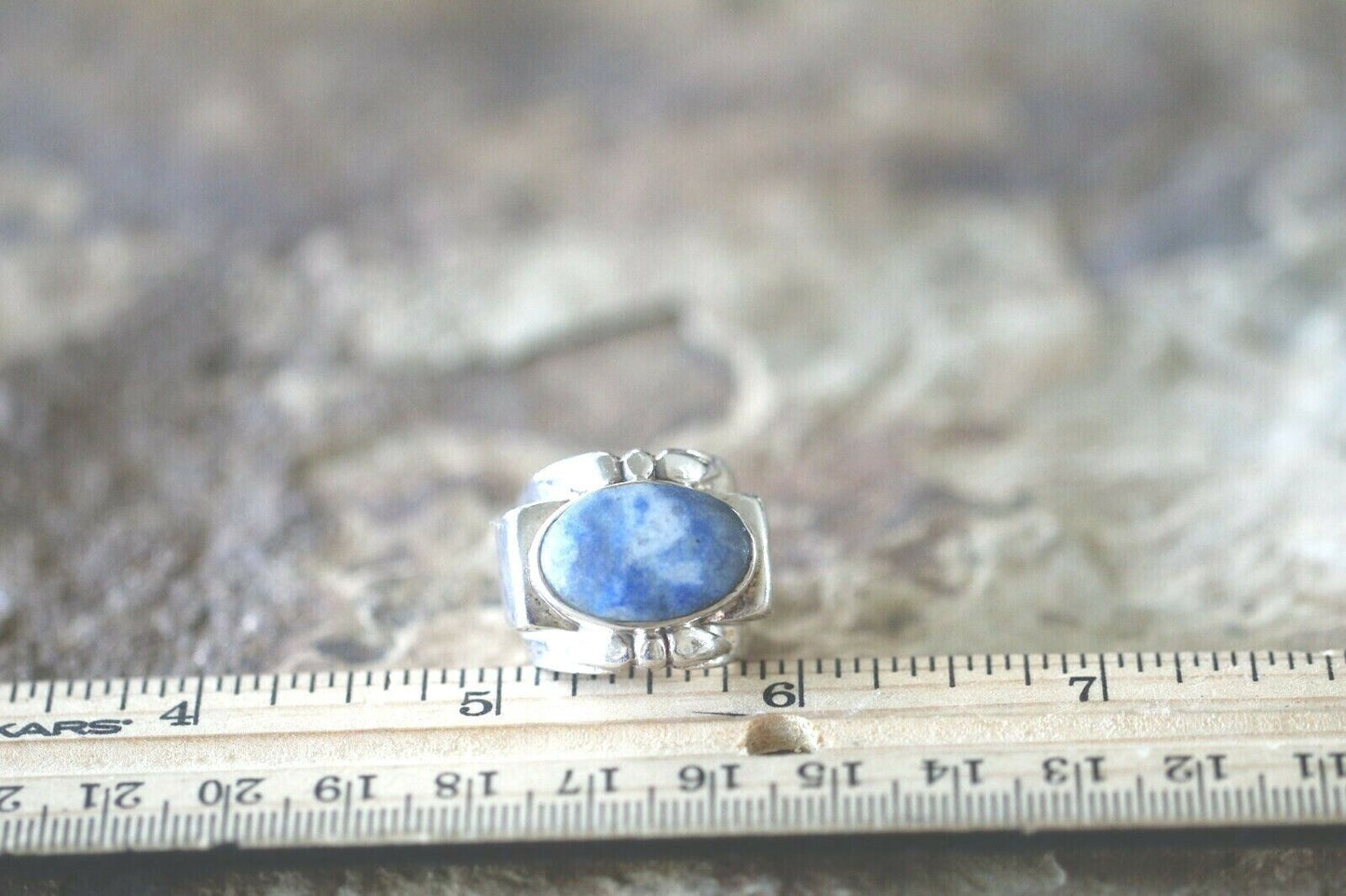*VINTAGE* Large Native American Lapis Lazuli Sterling Silver Ring Size 7