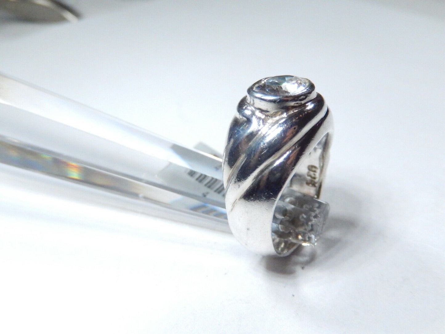 *VINTAGE*  Sterling Silver 2.00 CT Oval CZ  Dome  Gemstone Ring Size 7