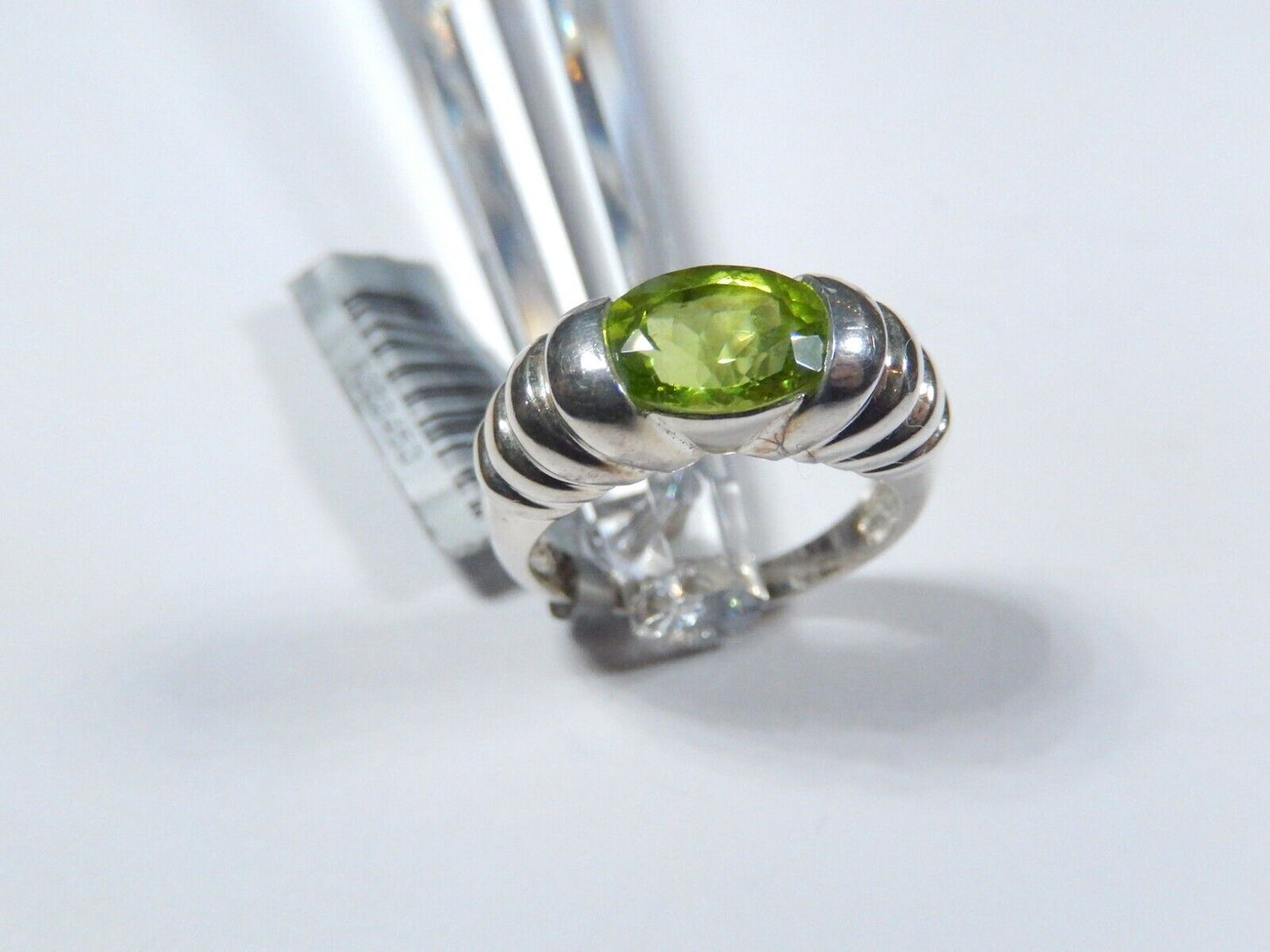 Vintage Sterling Silver 925 Pave Set Peridot Green August Ring Size 6