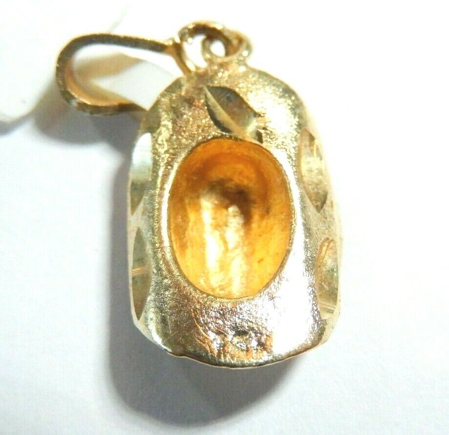 *NEW*  14k Yellow Gold 3-D Cowboy Hat Charm Pendant - 1" x 1/2"