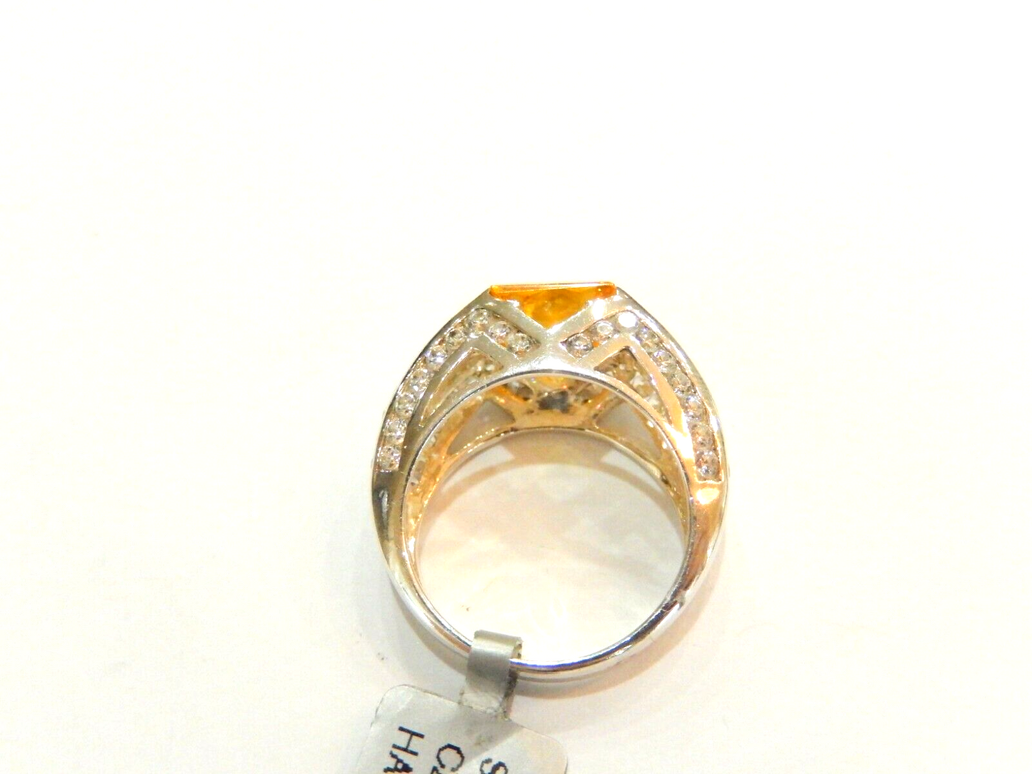 *STUNNING*  Sterling Silver 3.0 CT Citrine  and CZ Ring Size 6.25