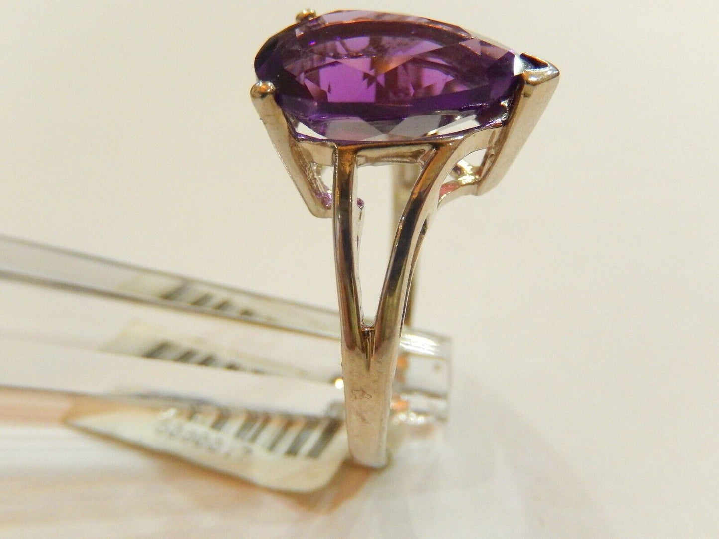 VTG 5CT Pear Shape Deep Purple Brazilian Amethyst 10K White Gold Solitaire Ring
