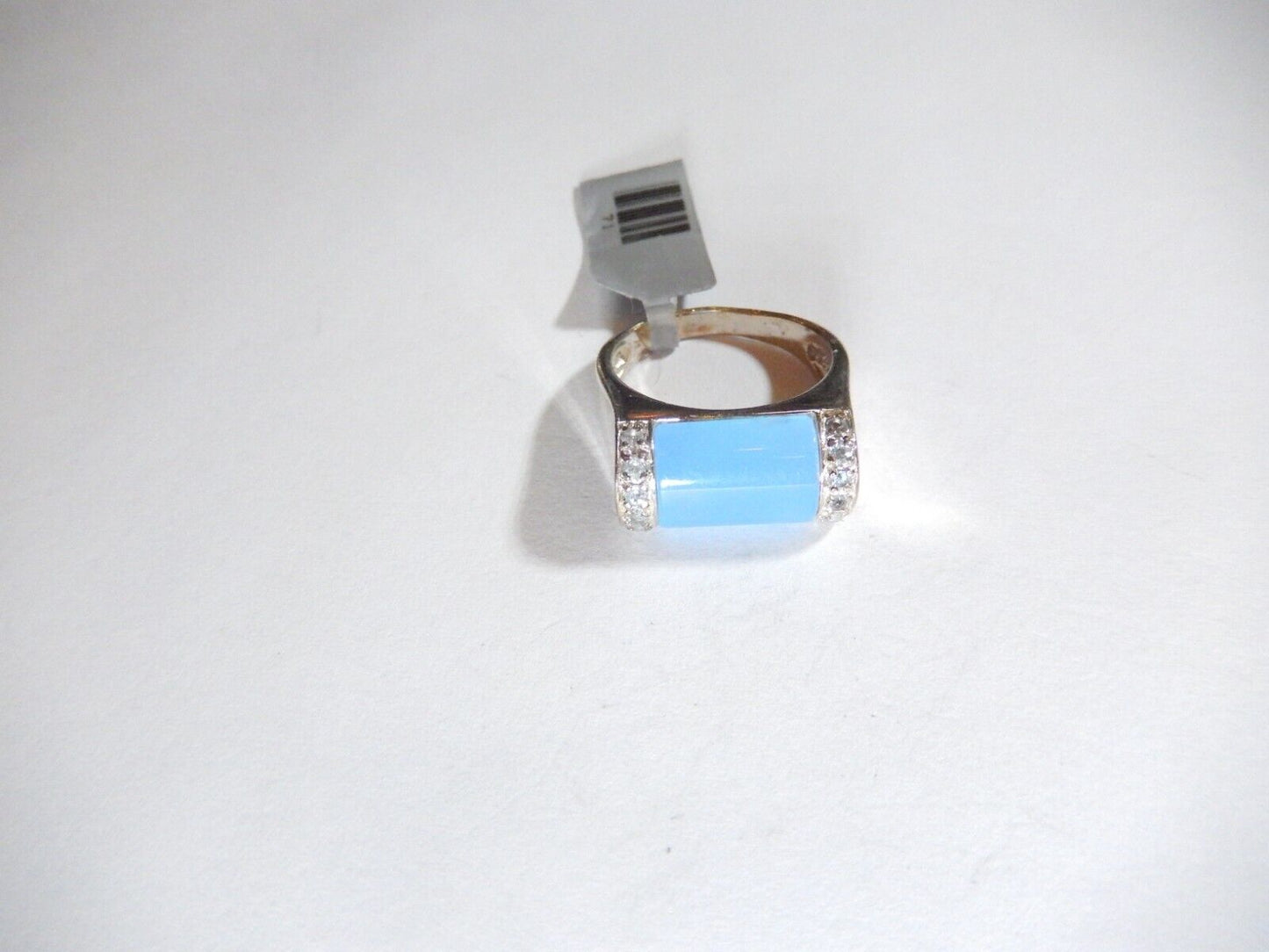 *VINTAGE*  Sterling Silver Blue Chalcedony & Blue Topaz Accent Band Ring Sz 6.75