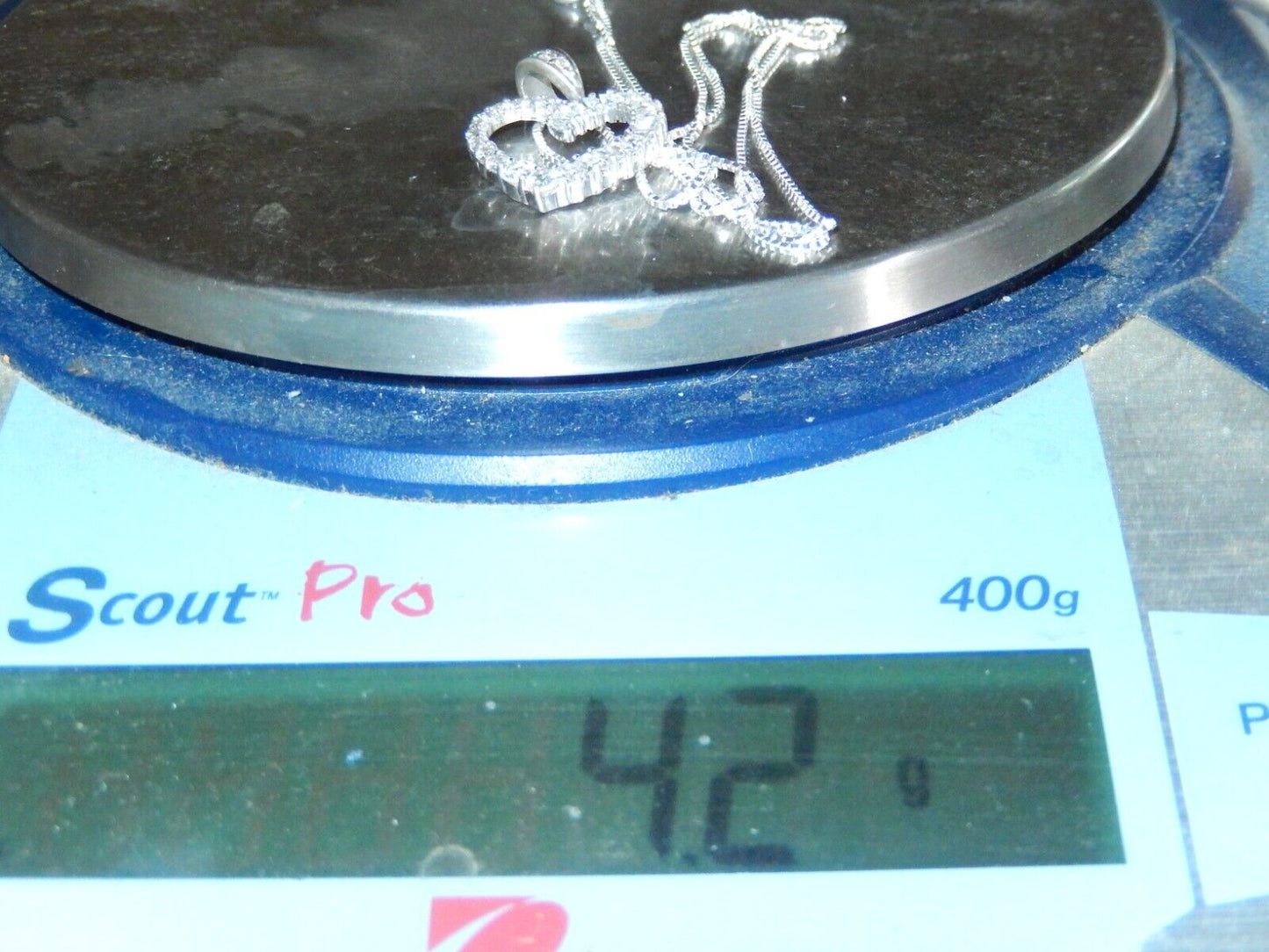 *VINTAGE* Women 925 Sterling Silver Love Heart CZ Pendant Necklace 18" Chain