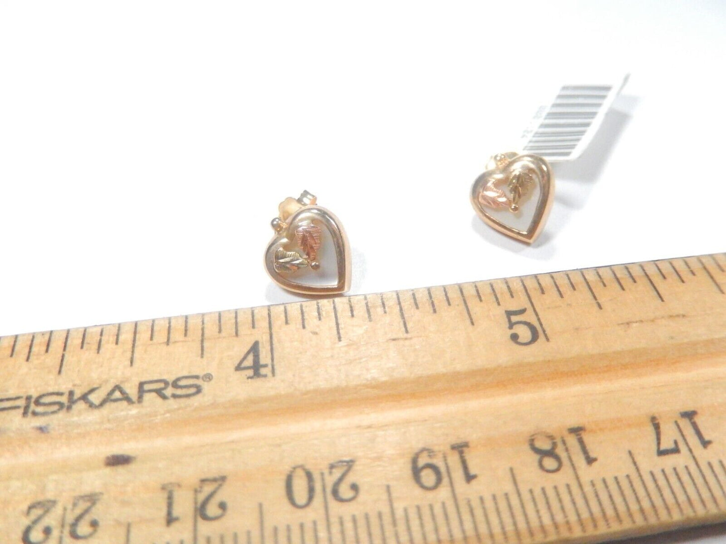 *VINTAGE*  10K Yellow & Rose Gold Heart Shaped MOP Stud Earrings