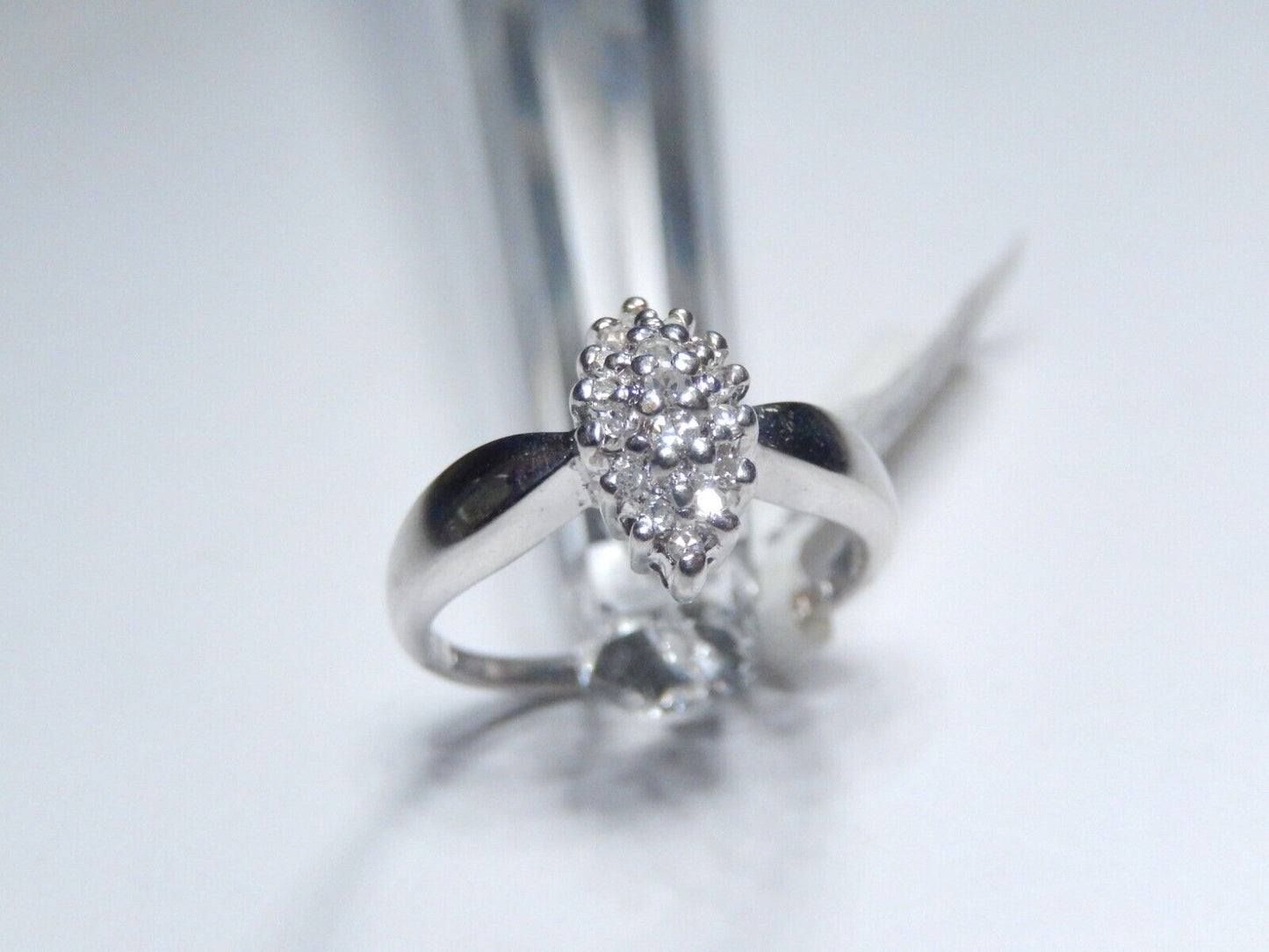 *VINTAGE*  14k White Gold .25CT Diamond Cluster Wedding Engagement Ring Size 6