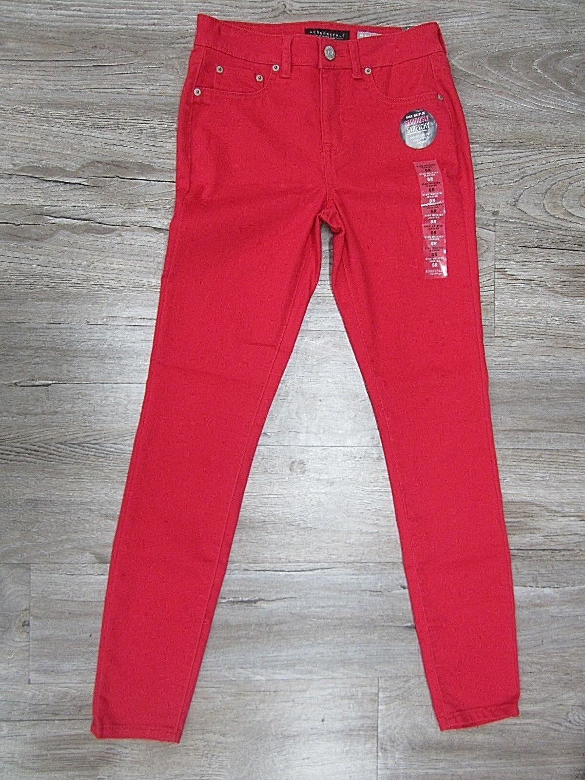 NWT Aeropostale Womens Seriously Stretchy Red Color Wash High-Waisted Jegging 0R