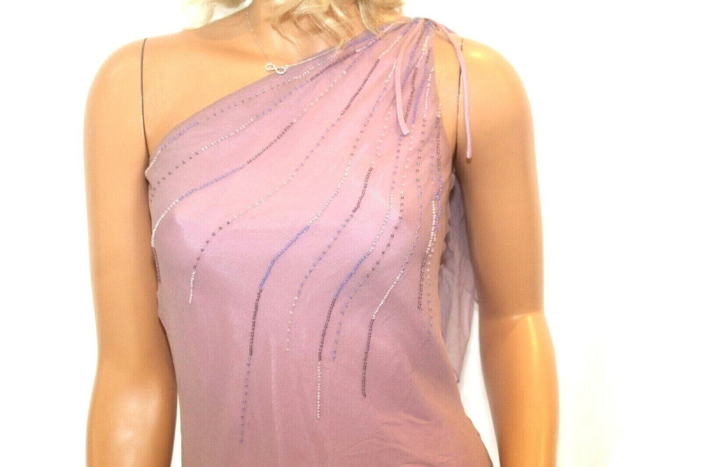 *NWT* $200. Laundry by Shelli Segal 100% Silk With Beaded Front Purple Gown Sz 2