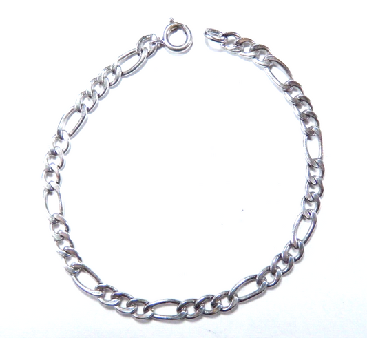 *VINTAGE*  .925 Sterling Silver 4.75mm Wide Figaro Link 7" Bracelet