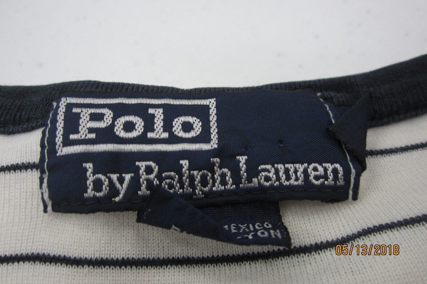 NICE RALPH LAUREN - White/Navy Stripe 100% Cotton  PULLOVER TOP Size Large
