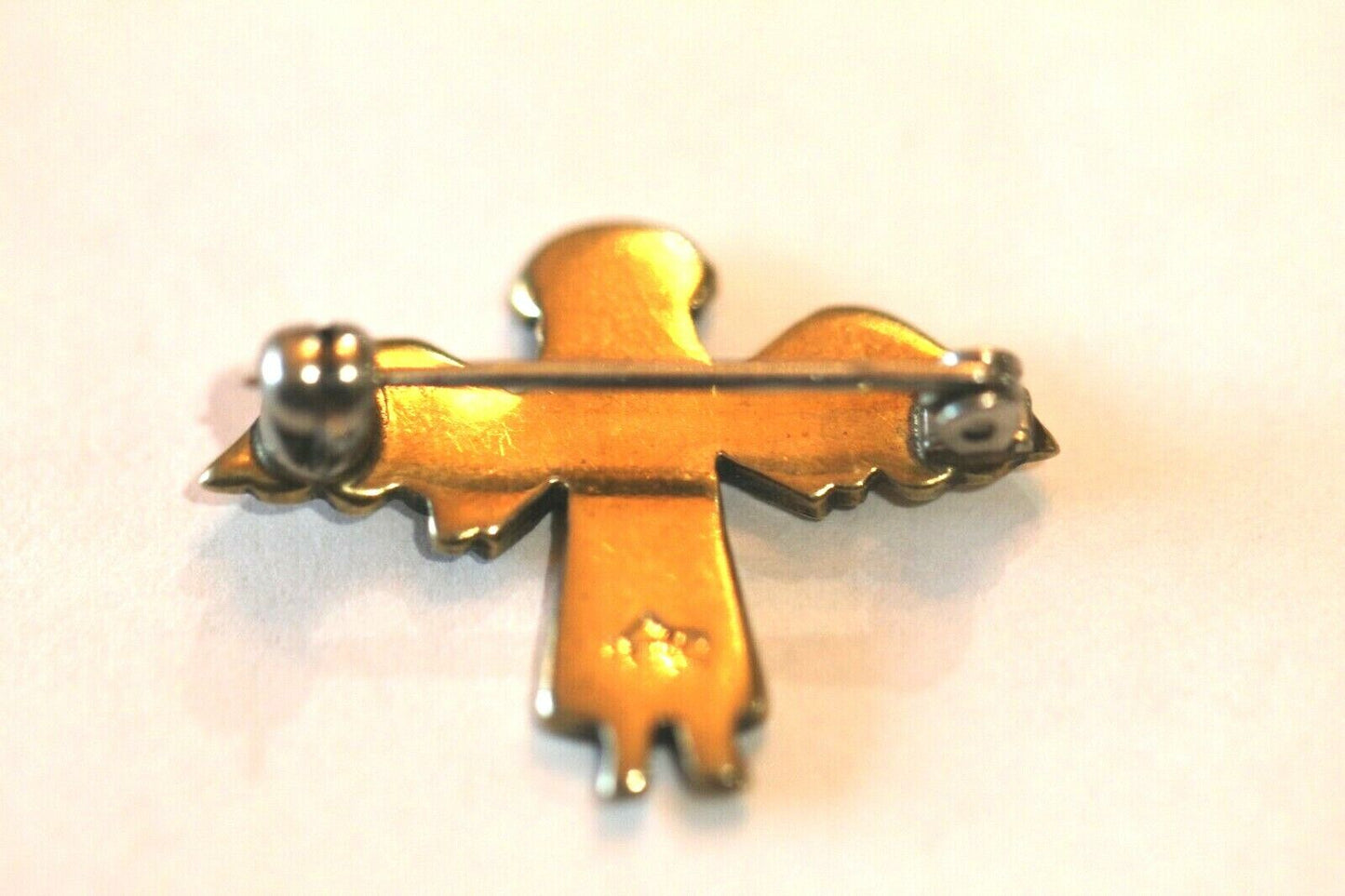*RETIRED*   Jeep Collins Brass Angel Religious Pin Brooch 1" x 3/4"