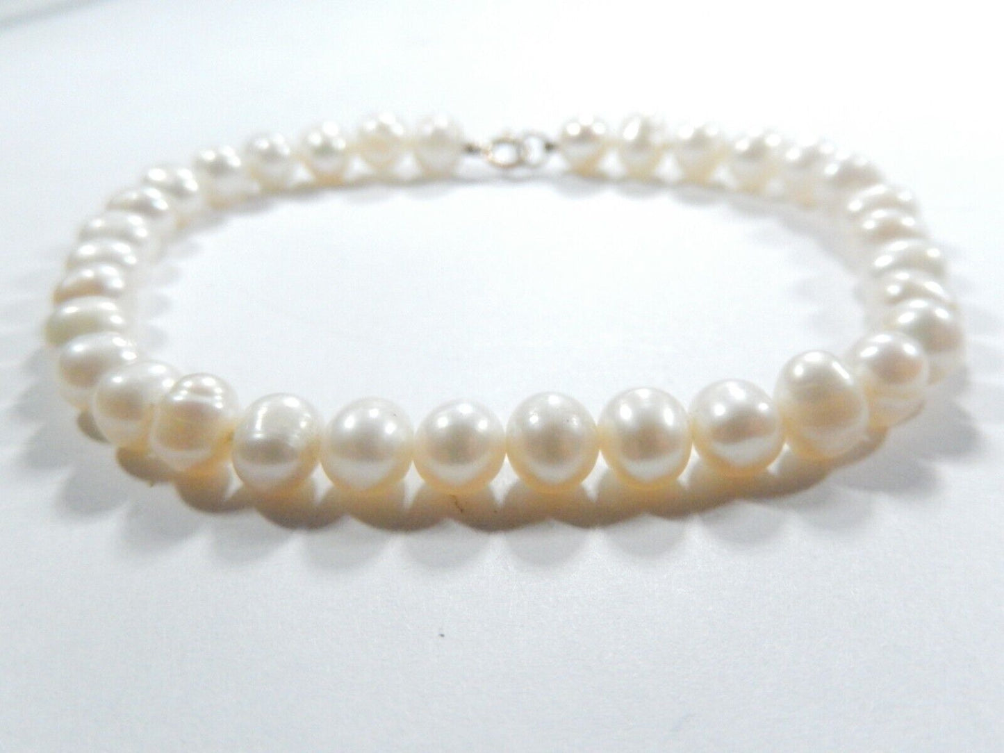 *VINTAGE*  10K Yellow Gold 6.5 mm Cultured Pearl 7.5 Inch Bracelet