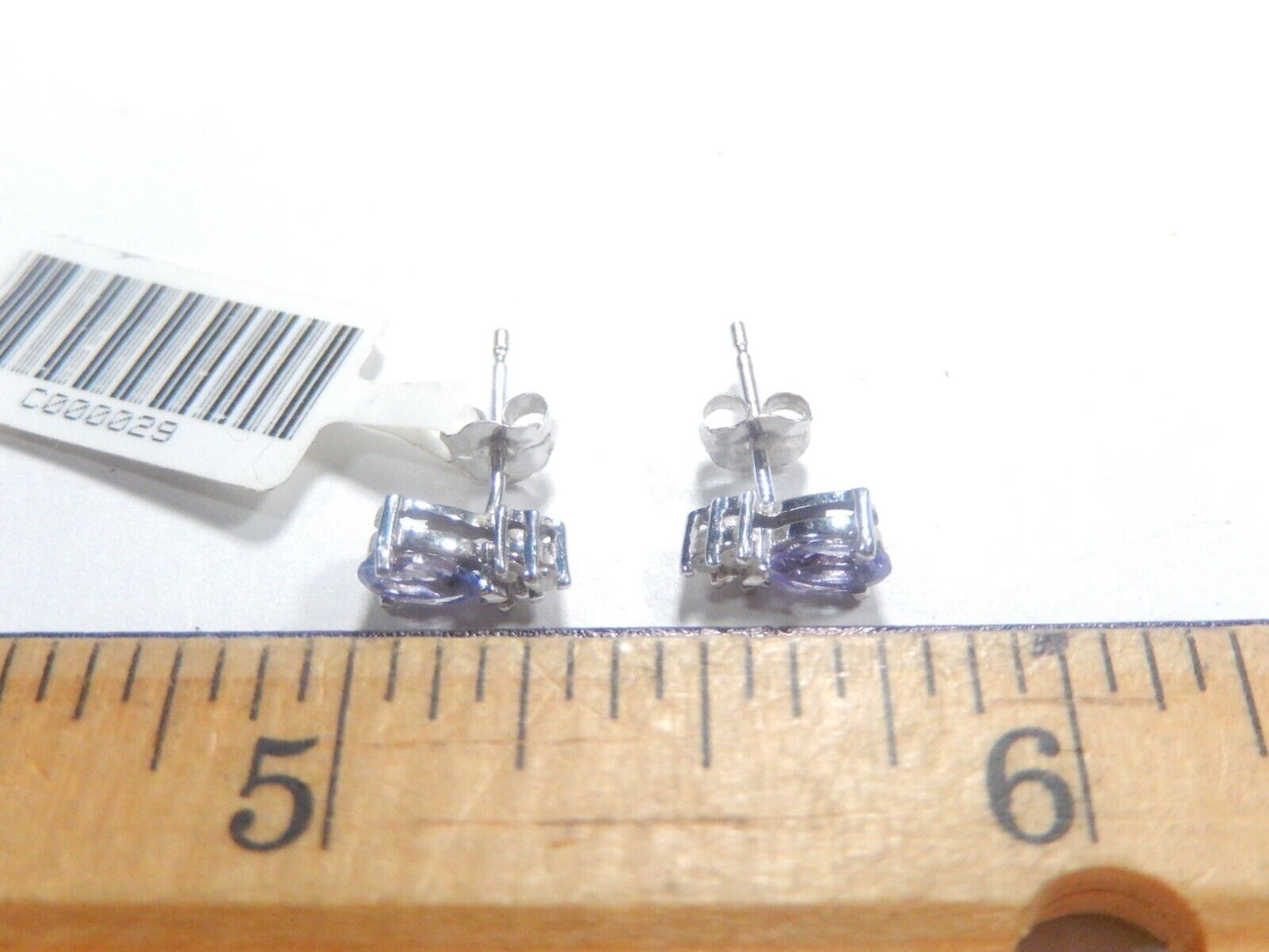 *VINTAGE*  10k White Gold Pear Shape Tanzanite and Round Diamond Stud Earrings