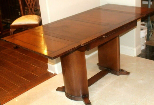 *VINTAGE* Rare Unique Oak Dining Table With Half Round Legs & Two Leaves