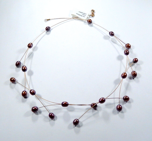 Solid 14k Yellow Gold Wire 7.5mm x 5.5mm 22 Copper Pearls  17" Necklace 9.8 gms