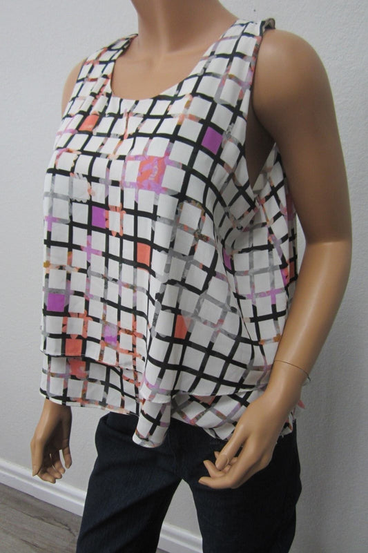 NWT Metaphor Women's Sleeveless Top  White Multicolor Size L