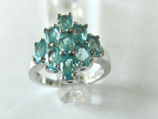 *VINTAGE* GORGEOUS SWISS BLUE TOPAZ 925 STERLING SILVER RING SIZE 6.25