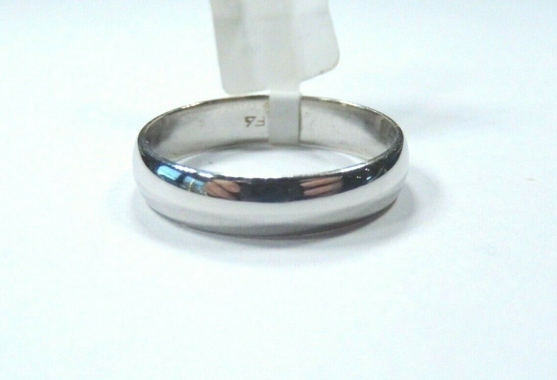 14K WHITE GOLD 4MM HALF ROUND WEDDING BAND SIZE 7.75