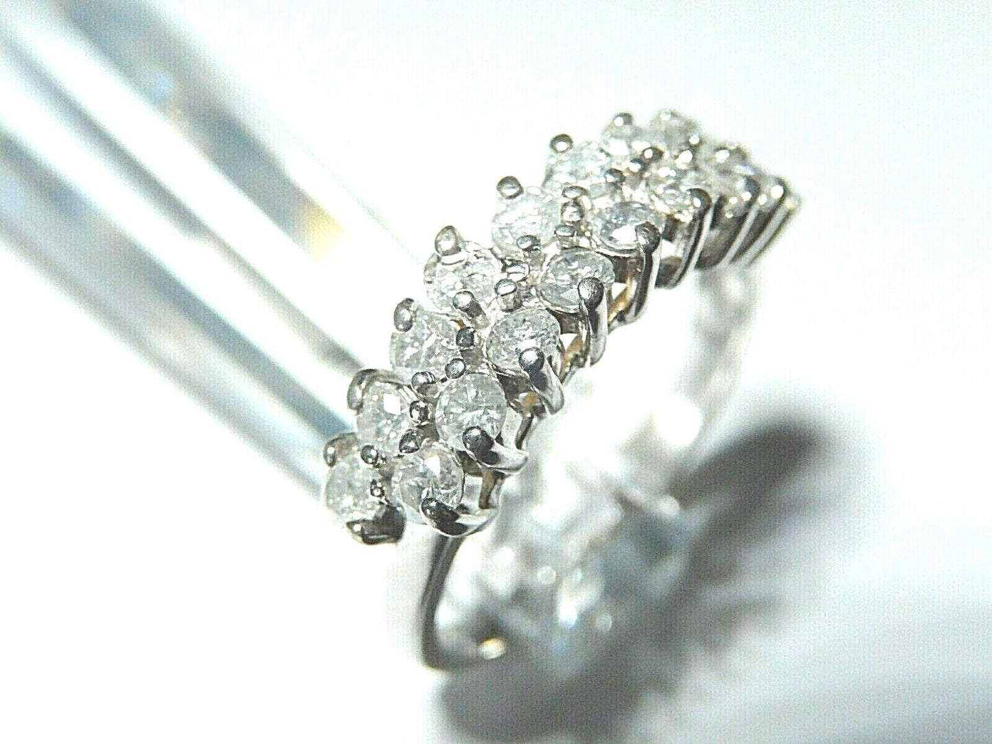 *VINTAGE* Ladies 14K White Gold .75CT Double Row Diamond Band - Ring Sz 6