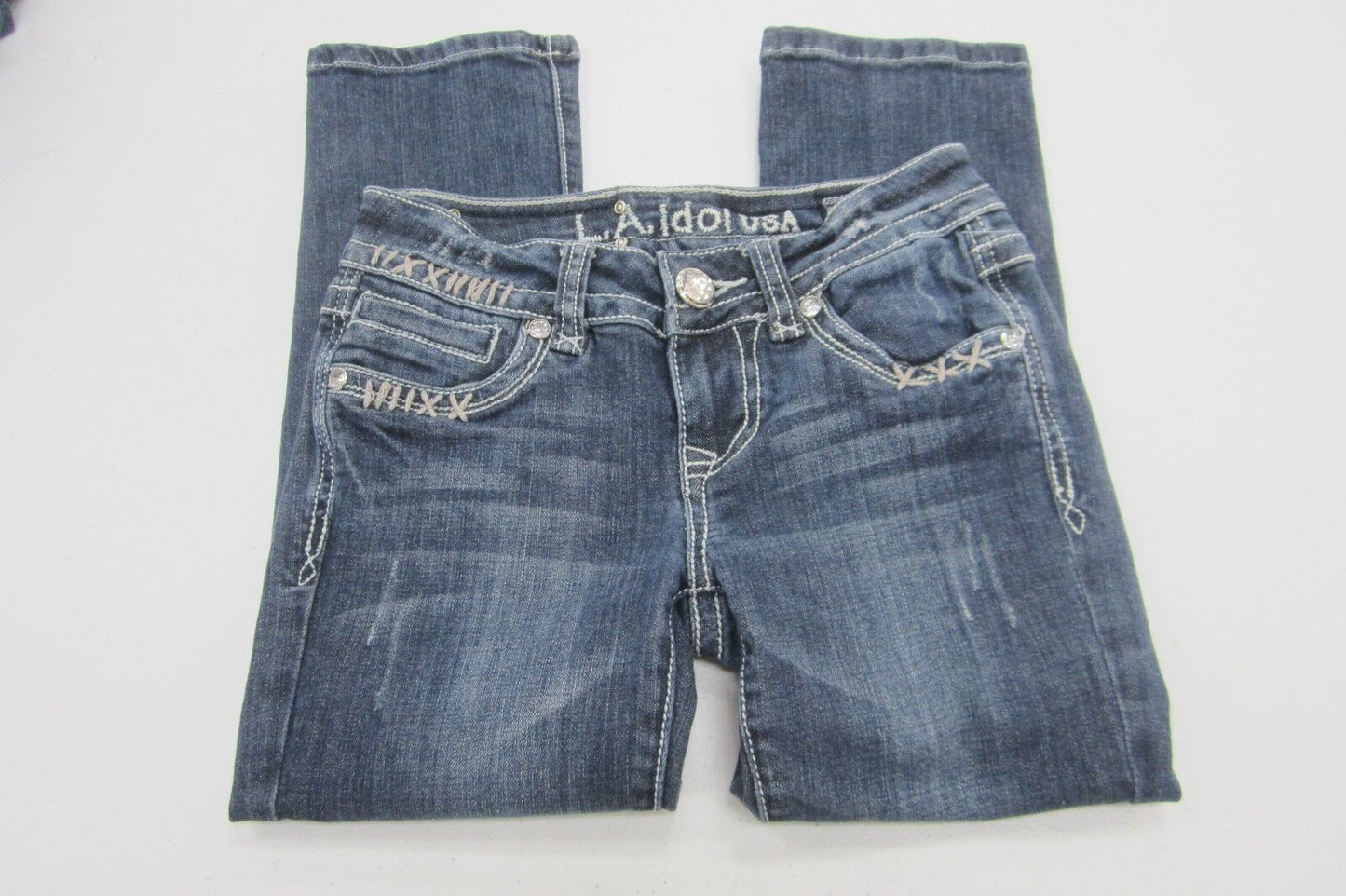 *NICE* Capri Jeans LA Idol Usa Women's  Rhinestone Designed in USA Sz 26 x 18"