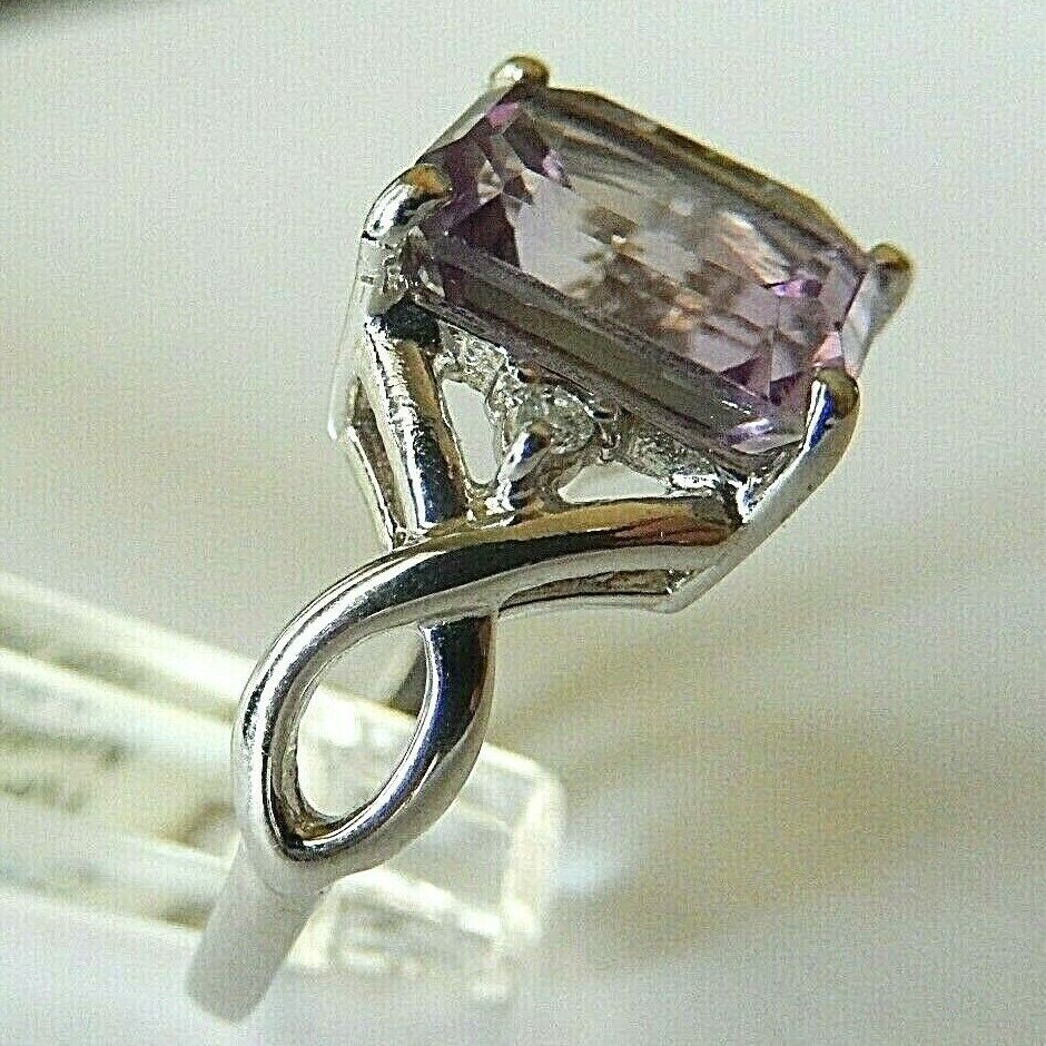 *NEW* 10K White Gold Genuine 3.5CT Amethyst & Natural Diamond Ring Size 7.5