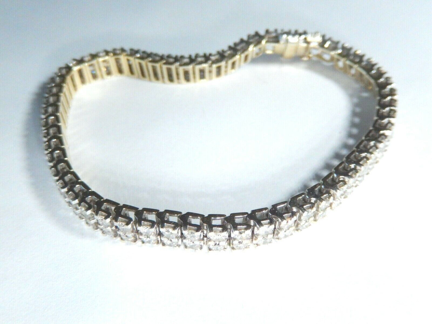 *VINTAGE* Heavy 14K 2-Tone Gold Approx. 2.50CT Diamond Double Row 7.25" Bracelet