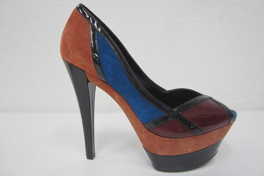 *MINT* Jessica Simpson SEXY EXOTIC Platform Suede & Patent Leather Stilettos 7.5