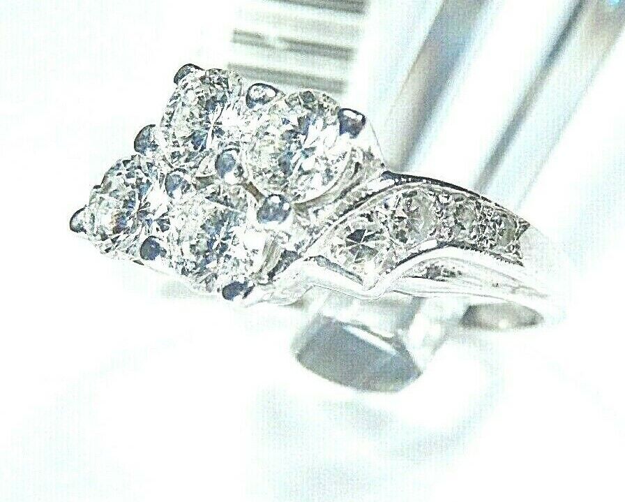 *VINTAGE* 14K White Gold 1.25CT ROUND CUT Natural VS Diamond Engagement Ring 6.5