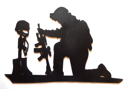 ~NEW~ LARGE 14ga. " KNEELING FOR THE FALLEN SOLDIER "  Metal Wall Art 14" x 10"