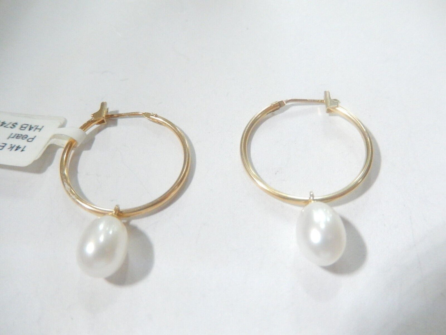 14k Yellow Gold  Freshwater Cultured Pearl Dangle 20mm Hoop Earrings