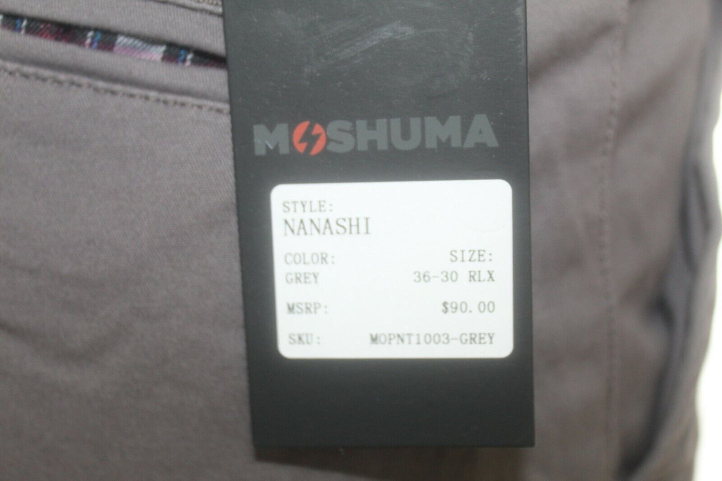 *NWT* $90. MEN'S MOSHUMA PANTS GREY MEN’S SIZE 36X30