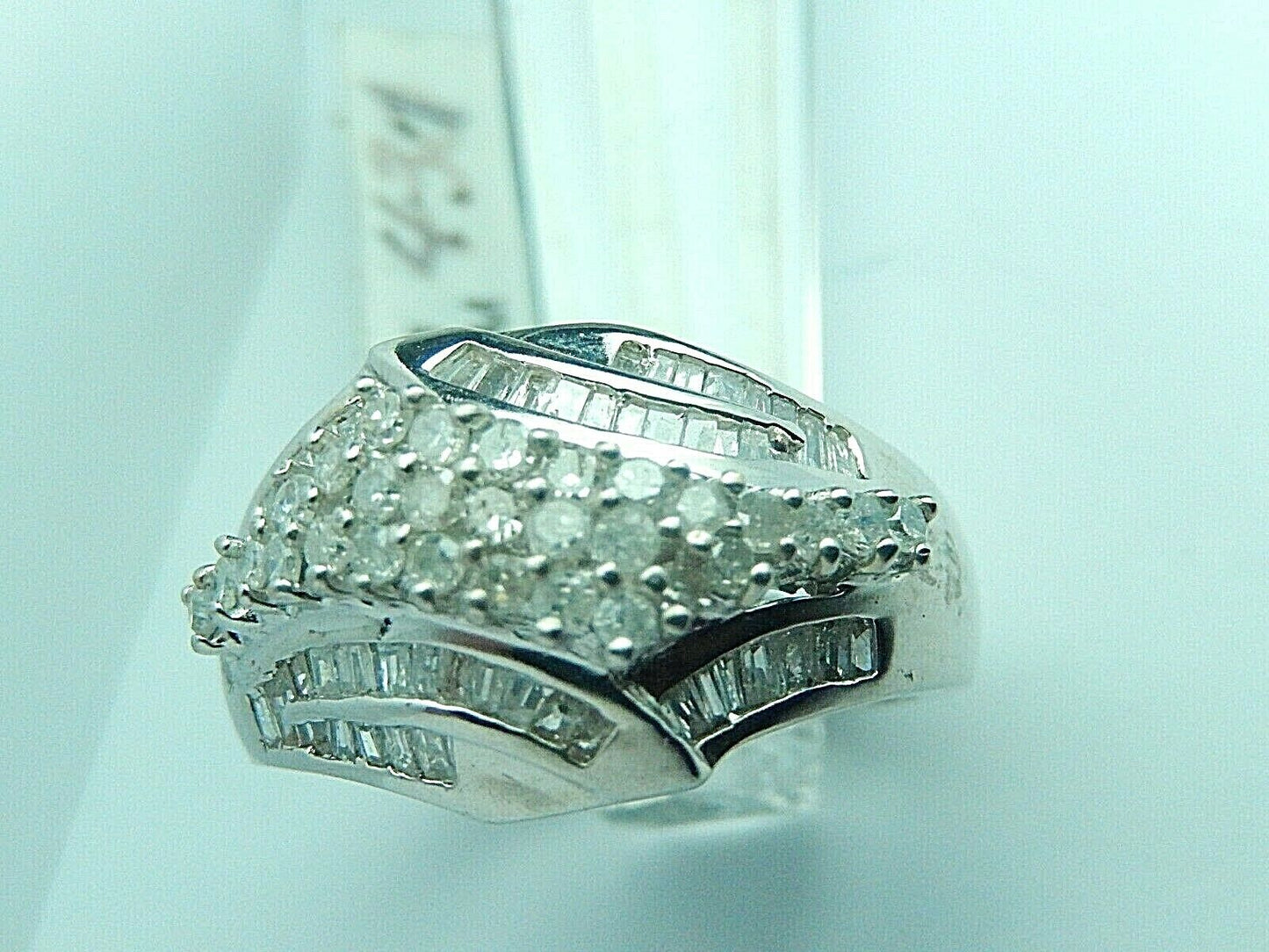 10K White Gold 1.00 CT Natural Diamond Criss-Cross Anniversary/Wedding  Ring Sz7