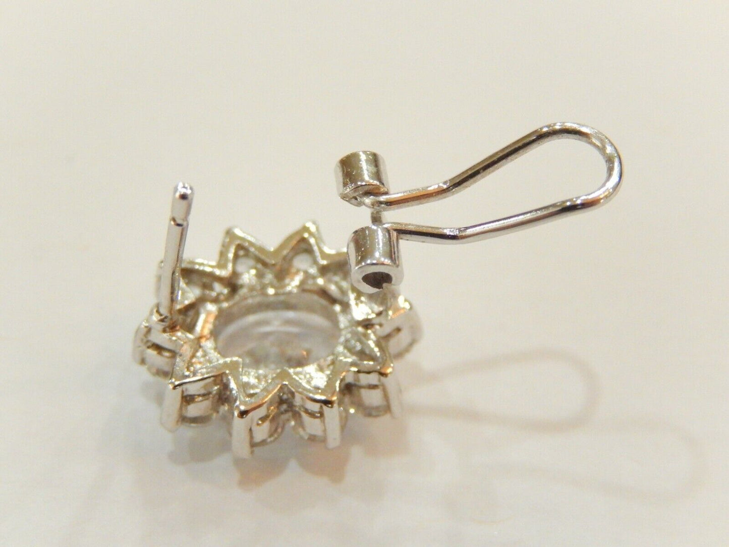 *NWT**  Sterling Silver Oval Victorian 6.00 CT CZ French Clip Earrings  Rhodium