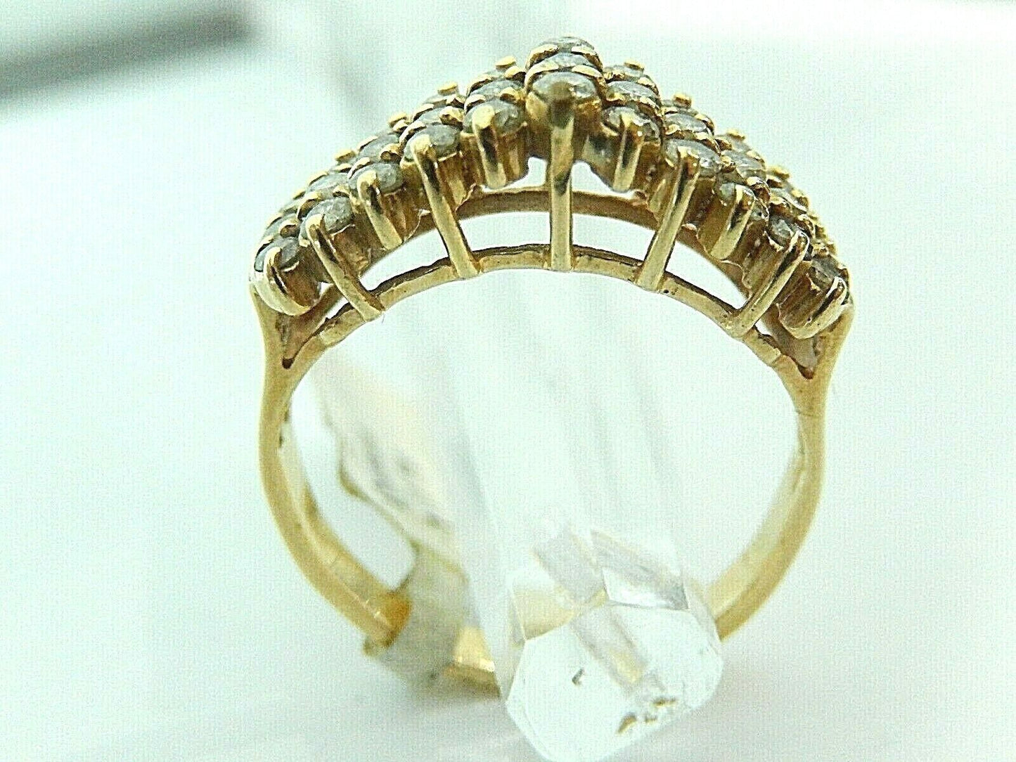 *VINTAGE*  LADIES 14K YELLOW GOLD PYRAMID DESIGN 1 CT T.W. DIAMOND RING SZ 8