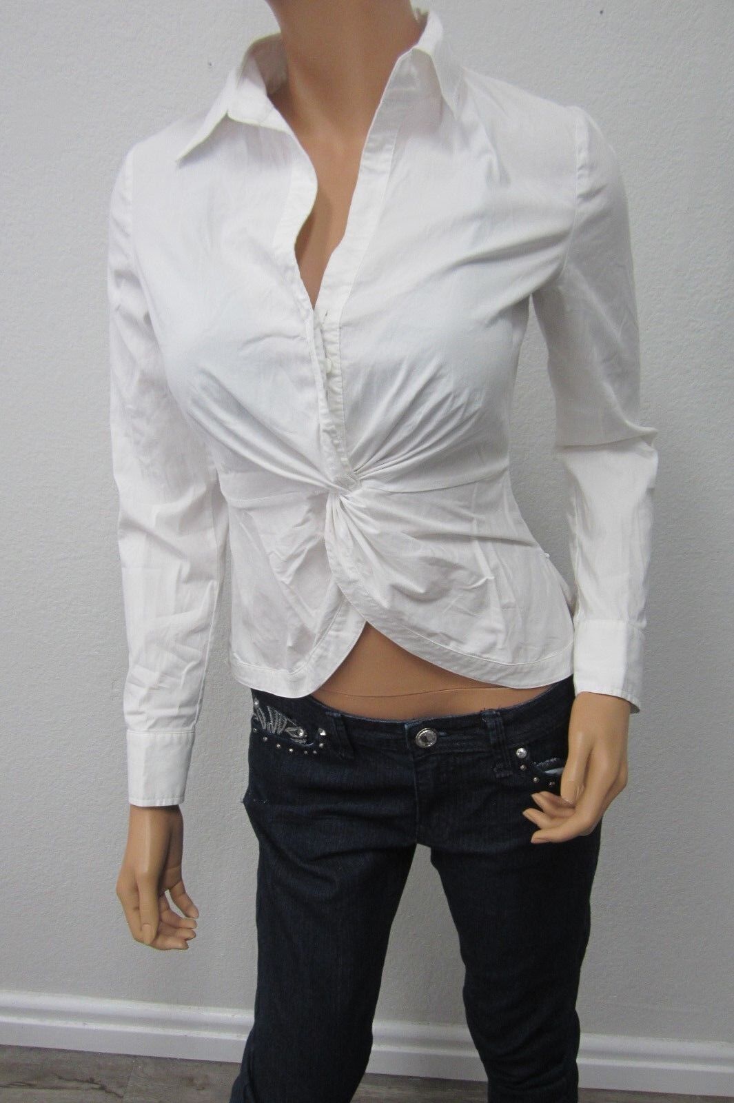 NICE INC Women's White Shirt Top Front Collar  International Concepts Size 2