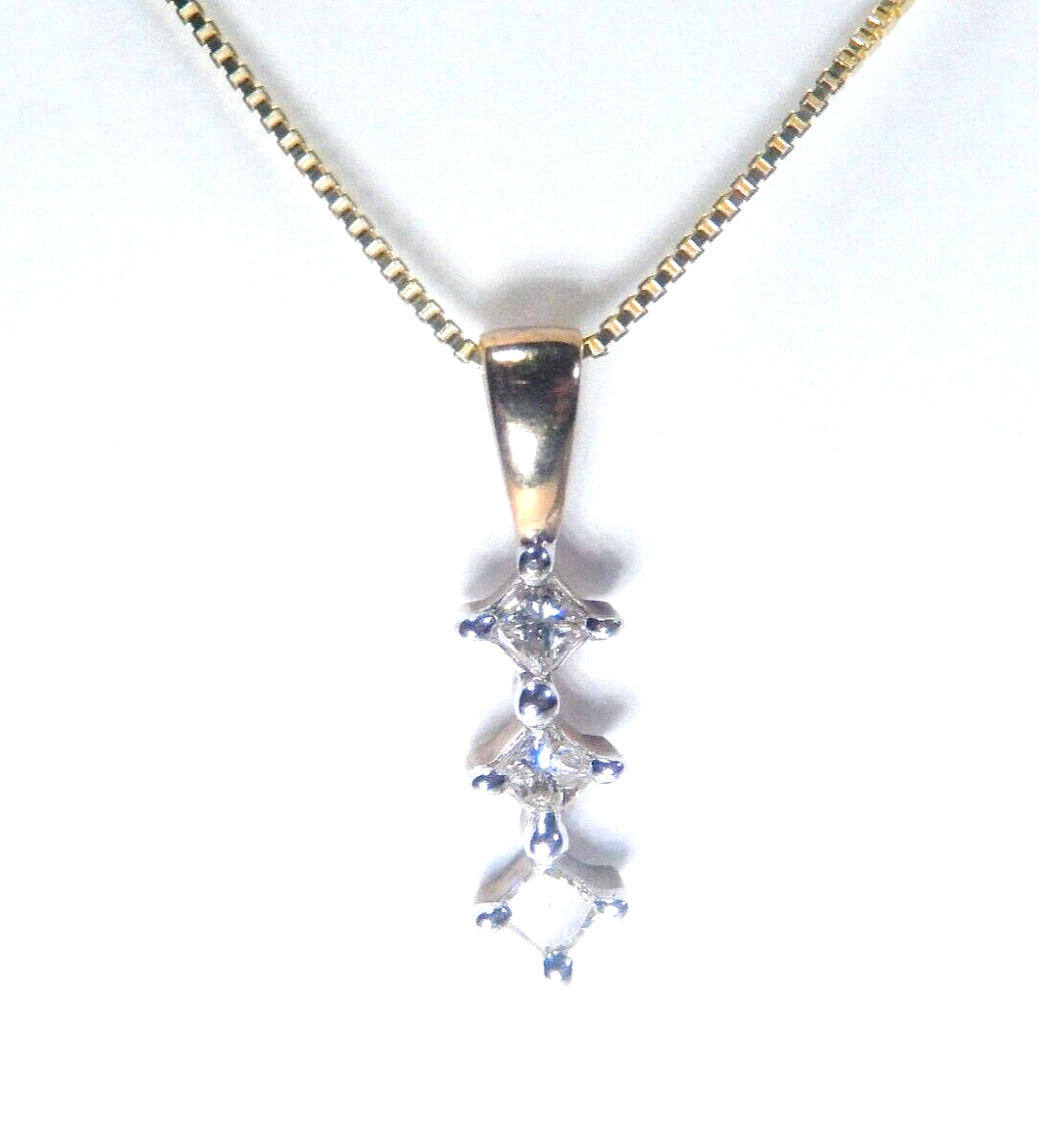 *VINTAGE*  10K Yellow Gold 1/3CT Natural Diamond Journey Pendant w/18"chain