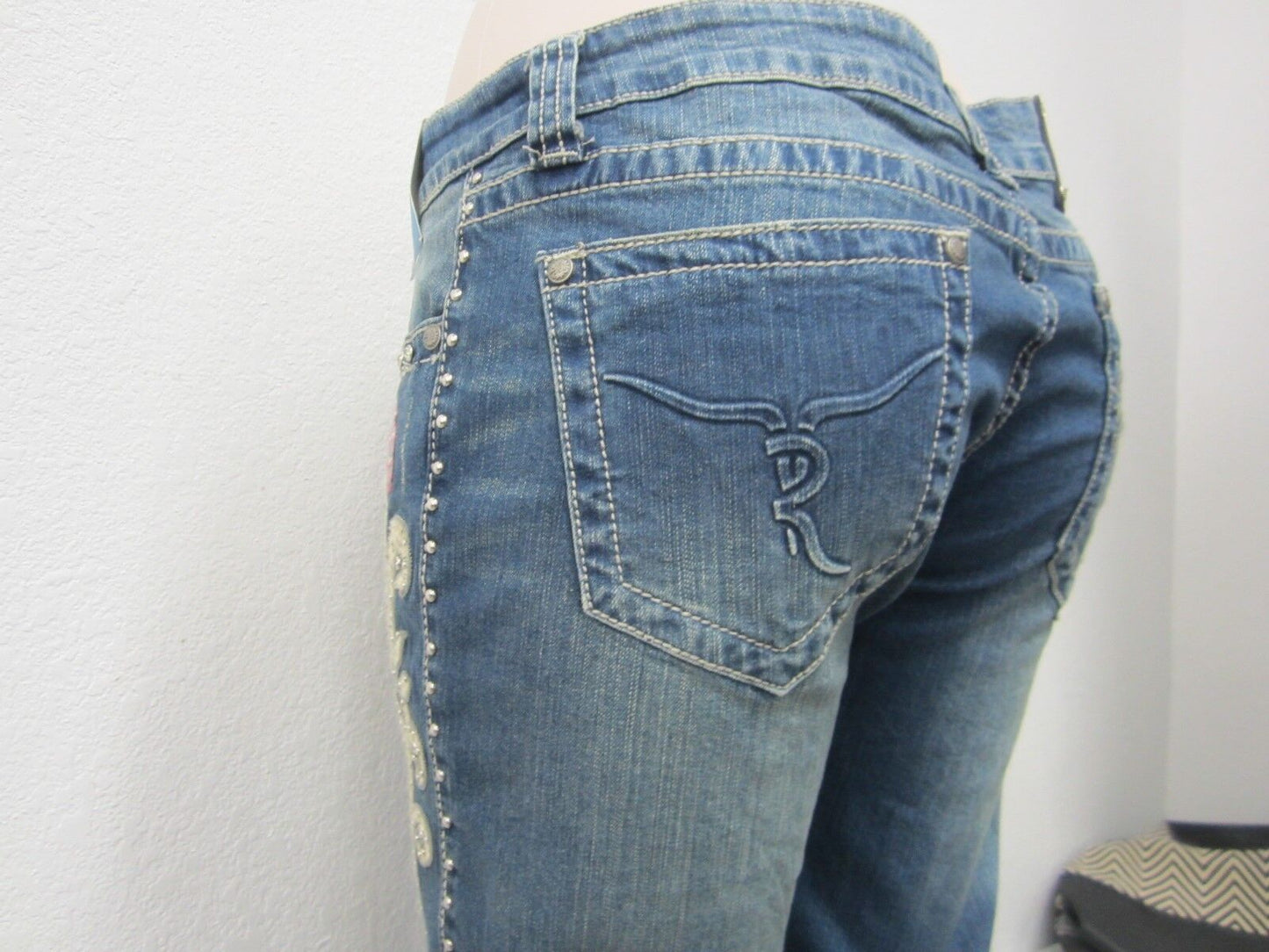 NWT Montana West Trinity Ranch Boot Cut Jeans Blue New Western Cowgirl 34 X35