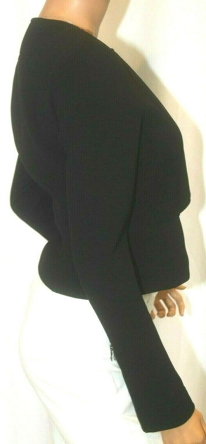 *NWT* $268.  BCBG MAXAZRIA  "ARELIA" TUXEDO-INSPIRED BLACK ZIP/SNAP JACKET-XS