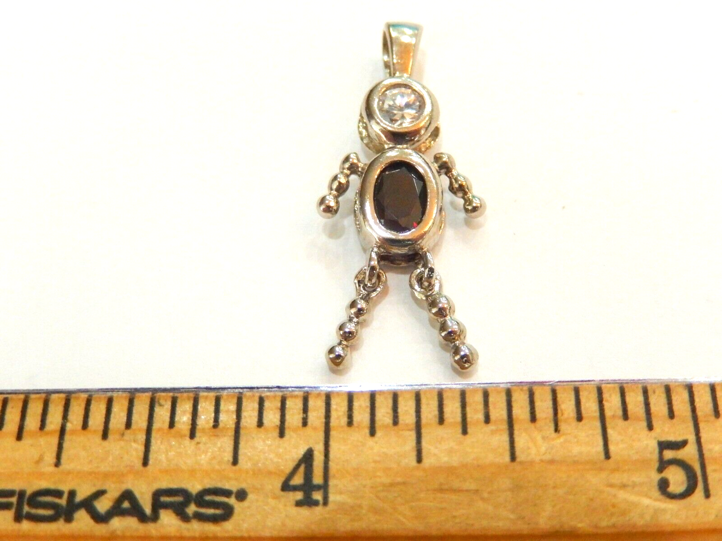 Garnet January Sterling Silver Birthstone Baby Boy Pendant / Charm