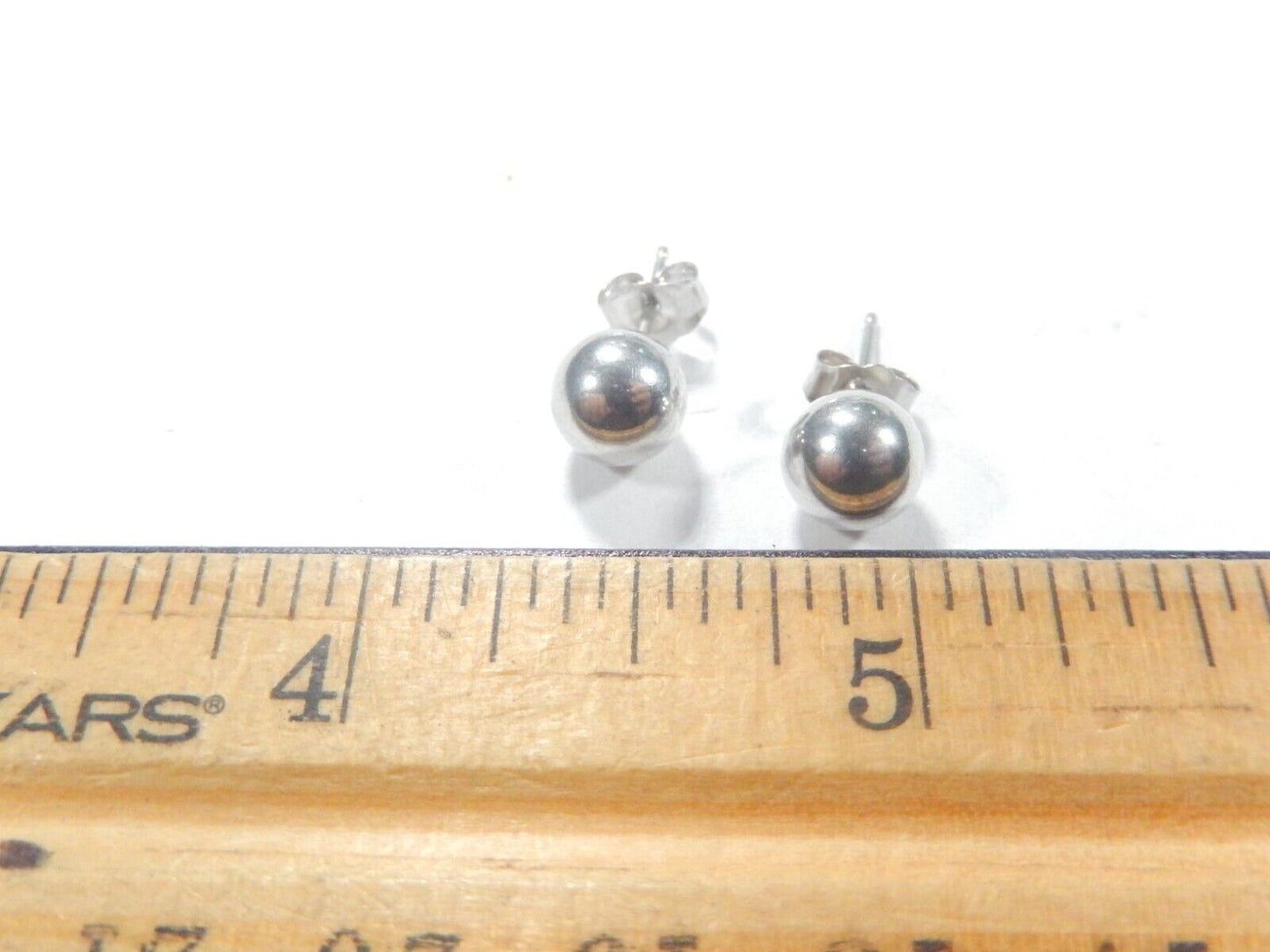Sterling Silver Round Ball Stud Earrings 7mm Polished Bead 925