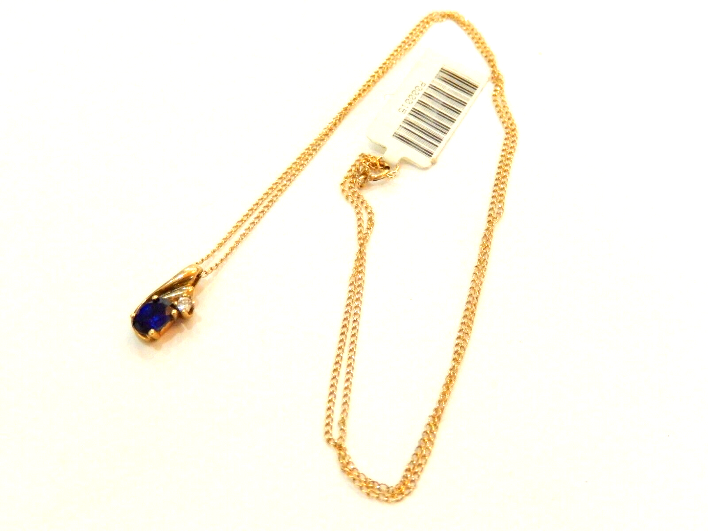 10k Yellow Gold Oval Sapphire And Diamond Pendant with 18" Chain