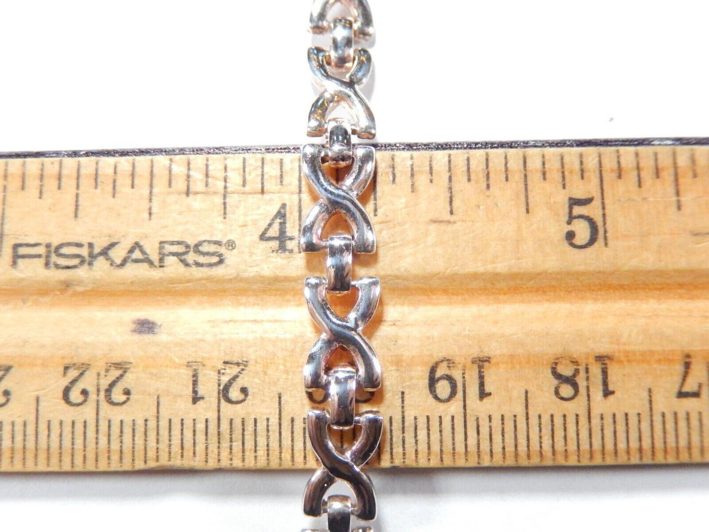 ~VINTAGE~ STERLING SILVER 6 mm CHAIN LINK " X " PATTERN 7 INCHES 6.9 GRAMS