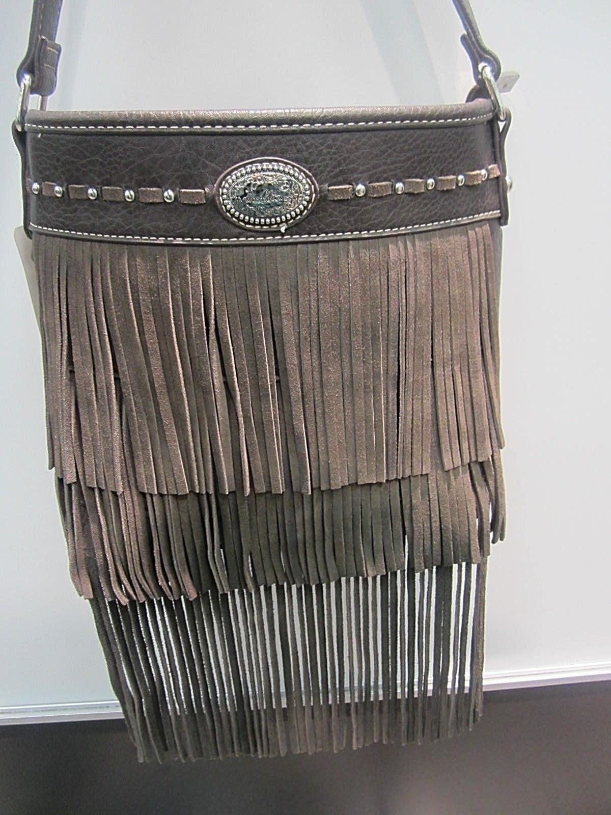 NWOT Montana West  Long Fringe Hobo w/ Studded Accents- Brown