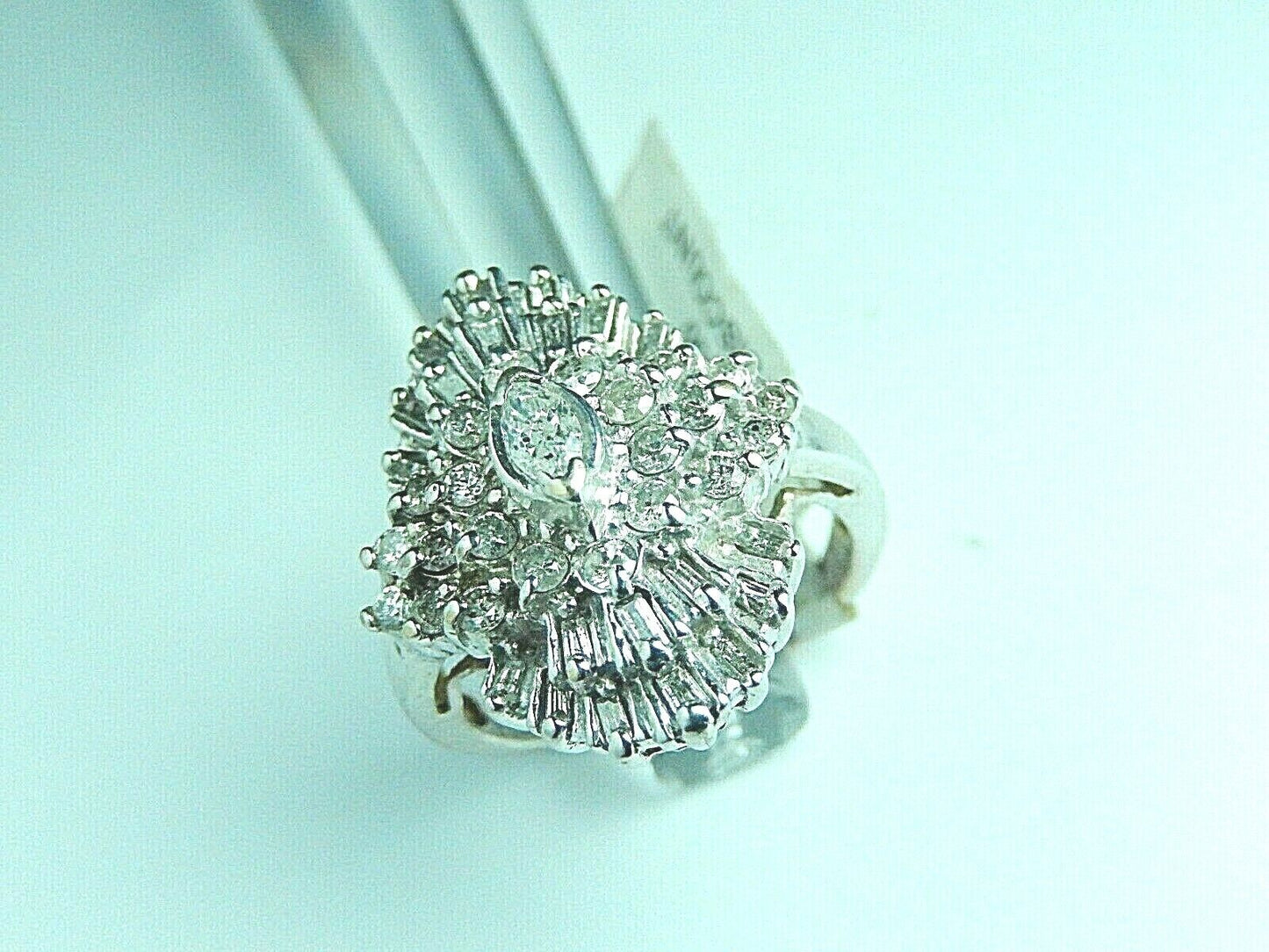 *VINTAGE* Stunning 1 ct  Natural Diamond Cluster  Ring in 10K White Gold Sz 6.5