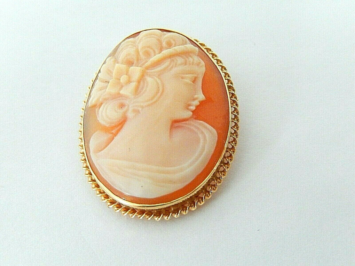 *VINTAGE* ANTIQUE LARGE 14KT YELLOW GOLD 3D LADY CAMEO HANDCRAFTED PIN PENDANT