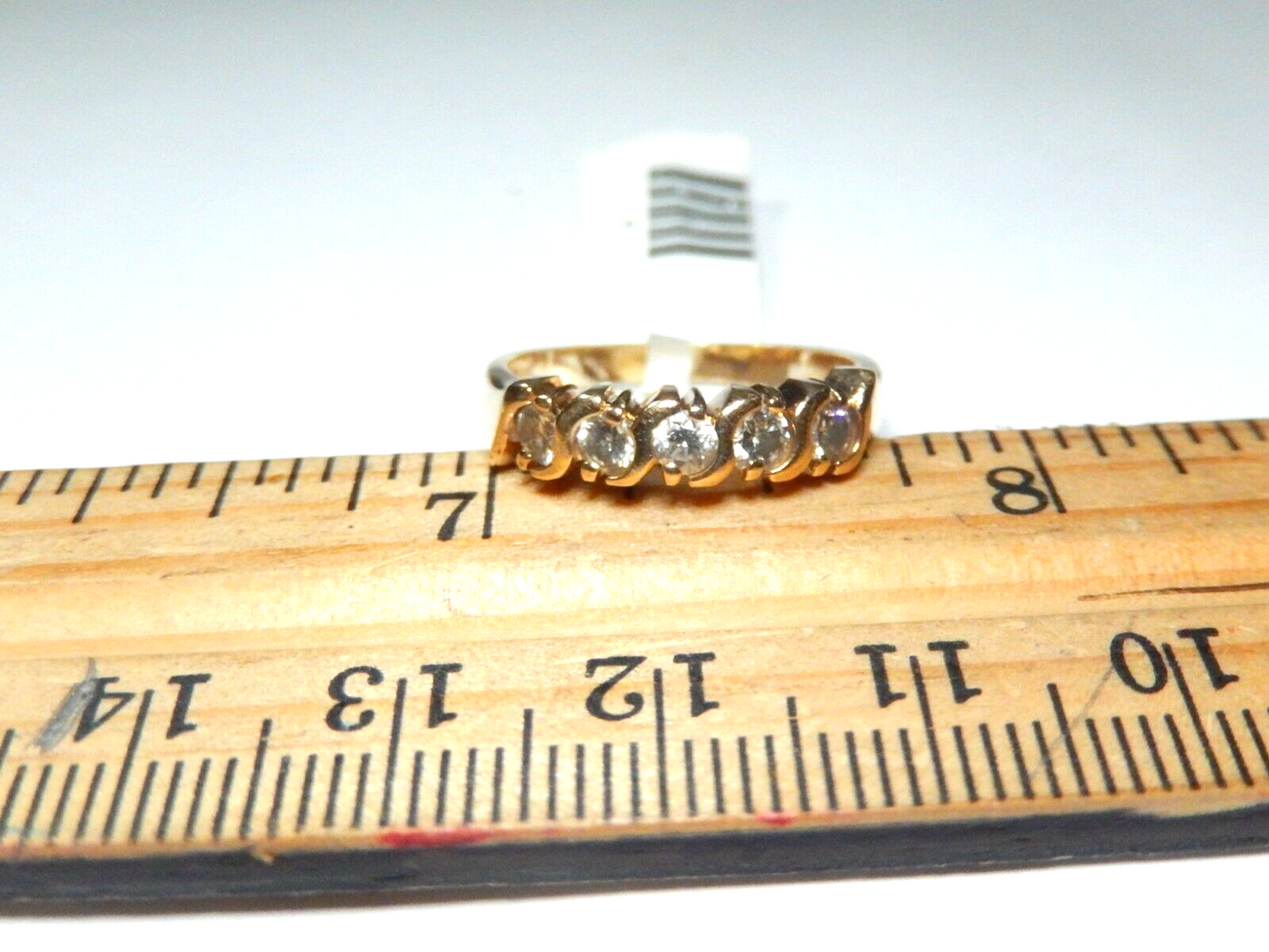 Solid 14k Yellow Gold Round .50 CTW Five Stone Diamond Band Ring Size 7