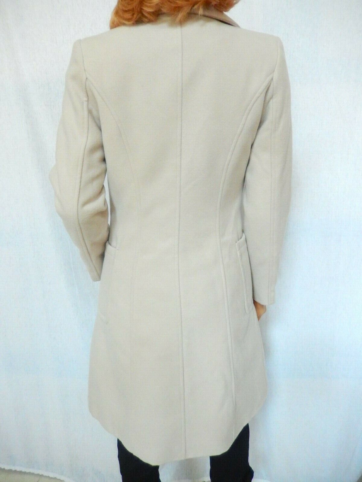 *NWT* $228  DIFFERENTES  STYLEWE  Women's Lt Tan Wool Blend Long Coat Size Med