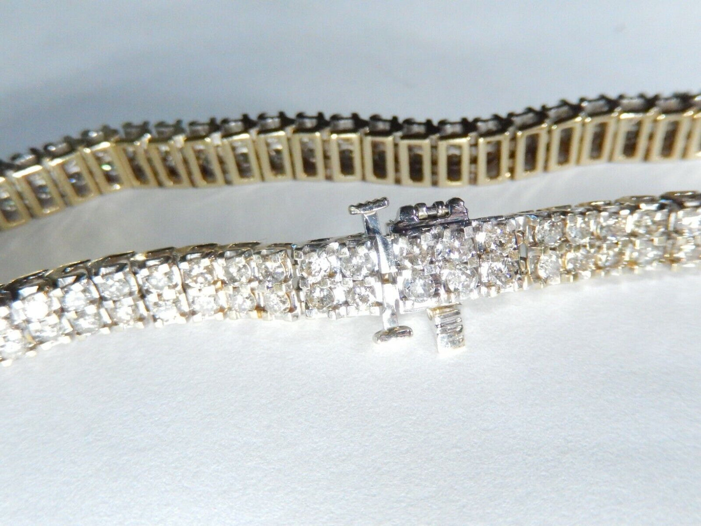 *VINTAGE* Heavy 14K 2-Tone Gold Approx. 2.50CT Diamond Double Row 7.25" Bracelet